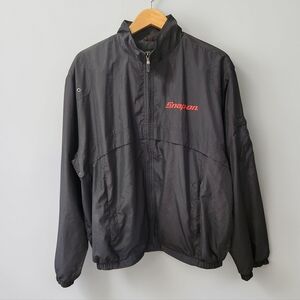 Snap On Spectator Windbreaker Zip Jacket Mens L Black Vented Mesh Lined